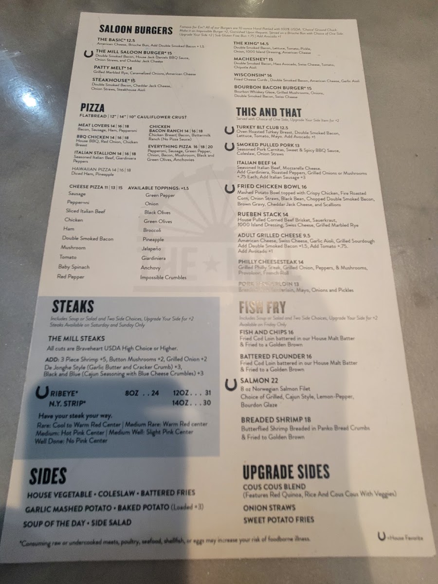 Menu The Mill Saloon-1
